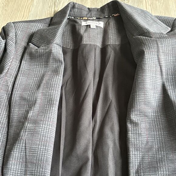 Nanette Lepore Black And Gray Plaid Single Button Blazer With Cuffed Sleeve 12 - Picture 10 of 10